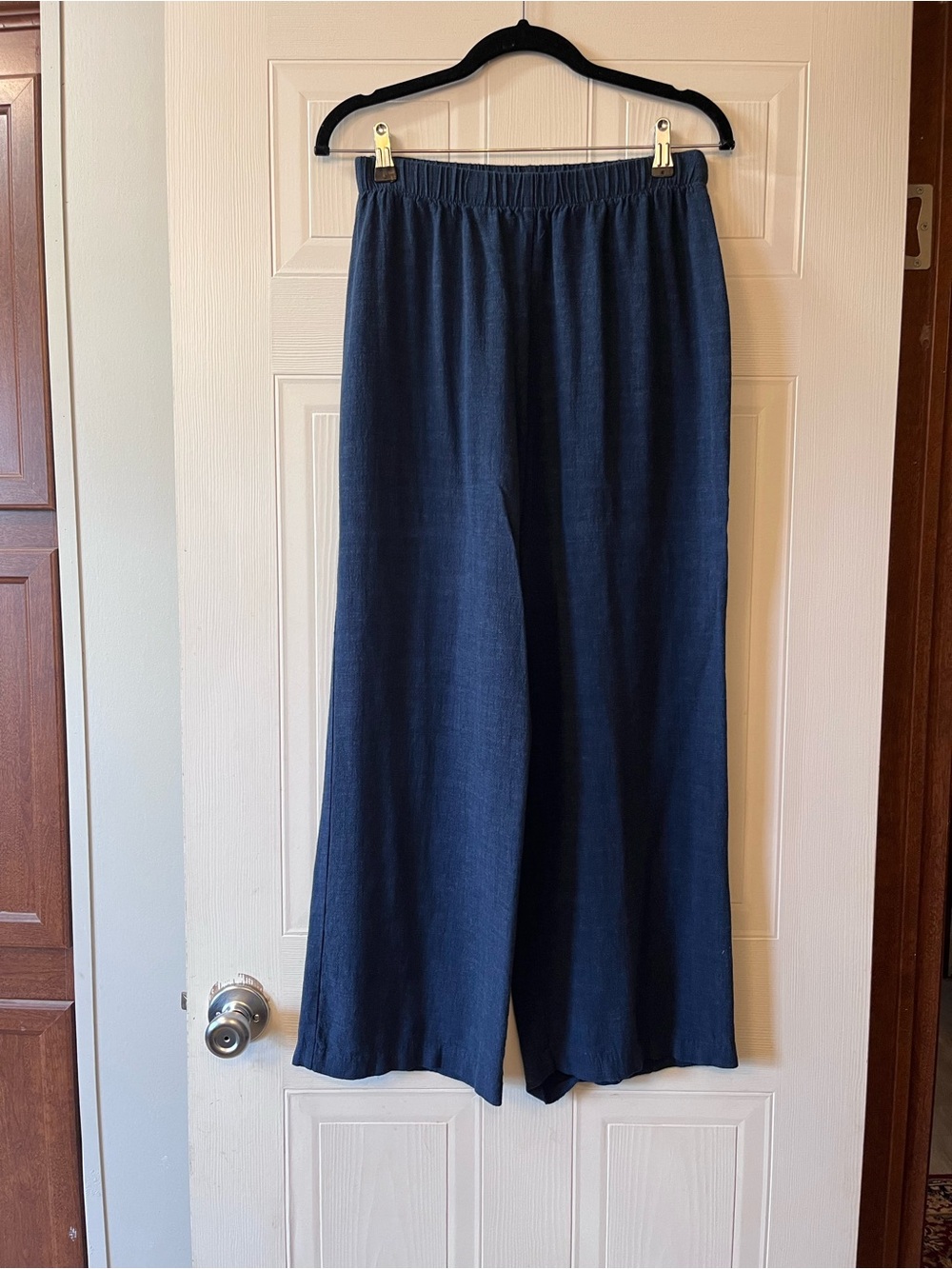 Carly Jean Los Angeles Navy Wide Leg Linen Blend Pants